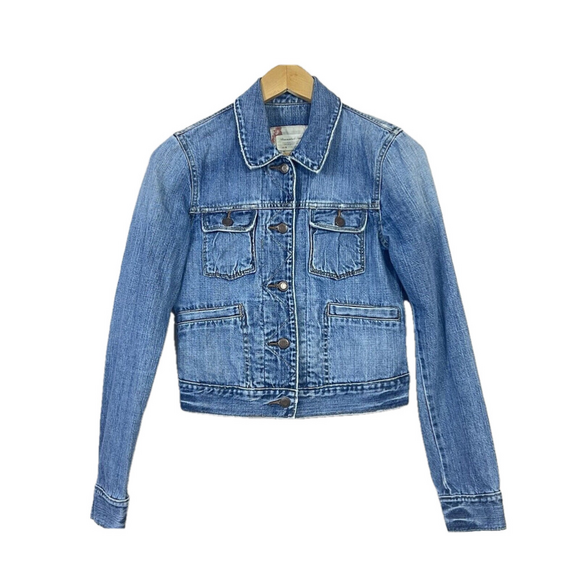 Abercrombie & Fitch Jackets & Blazers - Vintage Abercrombie & Fitch Cropped Denim Jacket Womens S Blue Cow Girl Country